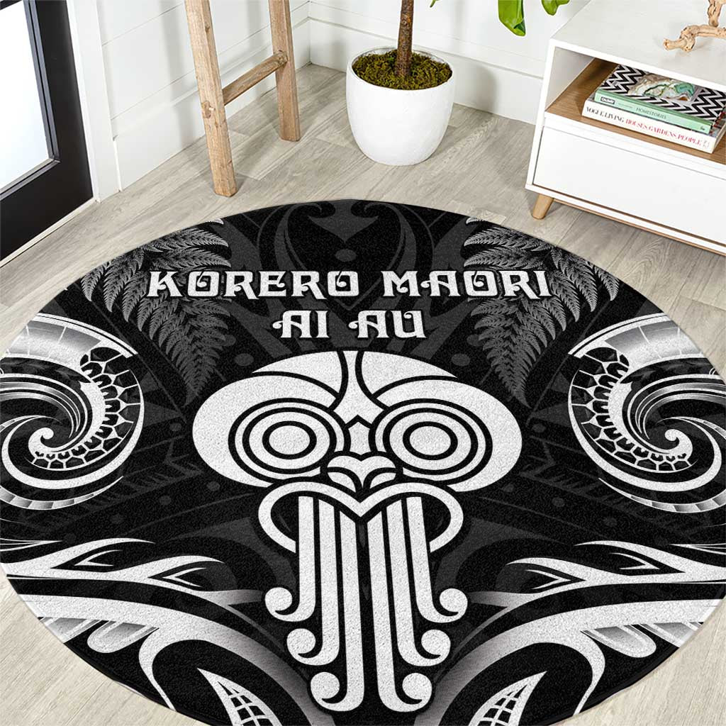 New Zealand Te Reo Maori Round Carpet Korero Maori Ai Au LT05 Black - Polynesian Pride