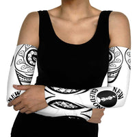 New Caledonia Day Arm Sleeves Polynesian Curves White Color - Polynesian Pride