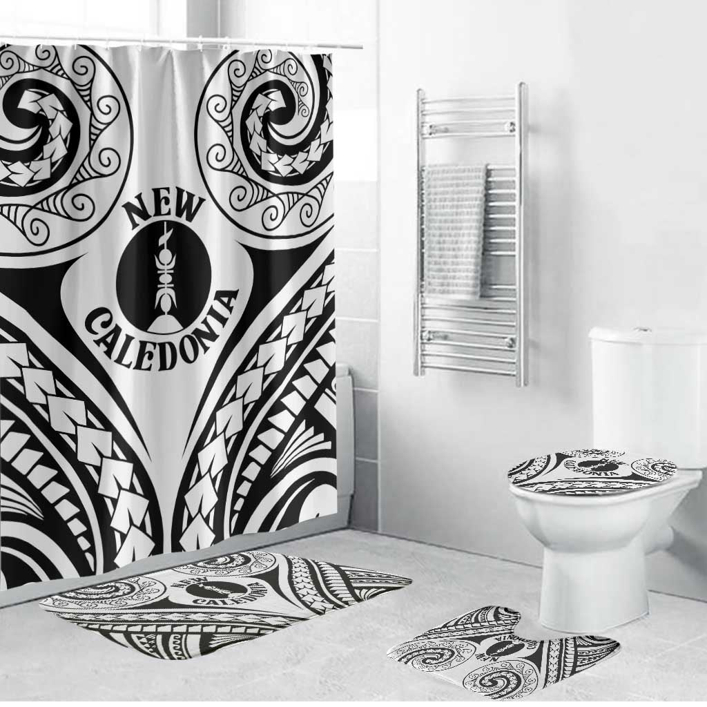 New Caledonia Day Bathroom Set Polynesian Curves White Color - Polynesian Pride