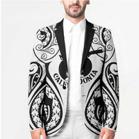 New Caledonia Day Blazer Polynesian Curves White Color - Polynesian Pride