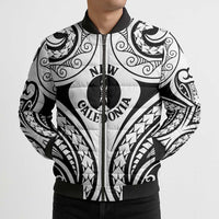 New Caledonia Day Bomber Puffer Jacket Polynesian Curves White Color - Polynesian Pride