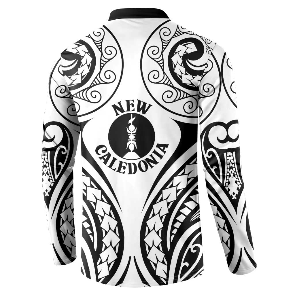 New Caledonia Day Button Sweatshirt Polynesian Curves White Color - Polynesian Pride