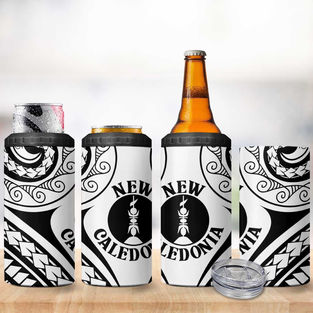 New Caledonia Day 4 in 1 Can Cooler Tumbler Polynesian Curves White Color - Polynesian Pride