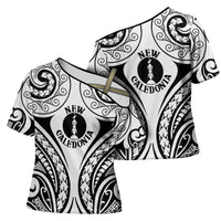 New Caledonia Day Cross Shoulder Shirt Polynesian Curves White Color - Polynesian Pride