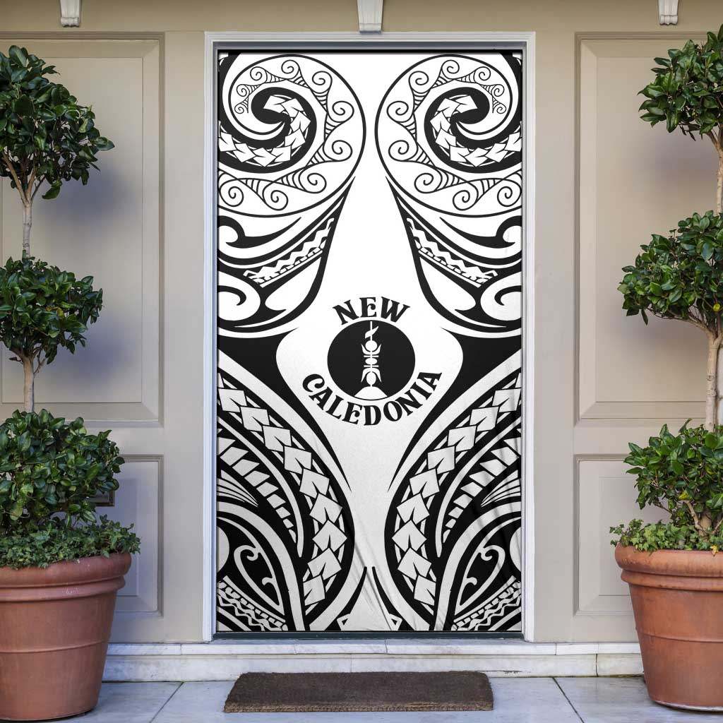 New Caledonia Day Door Cover Polynesian Curves White Color - Polynesian Pride