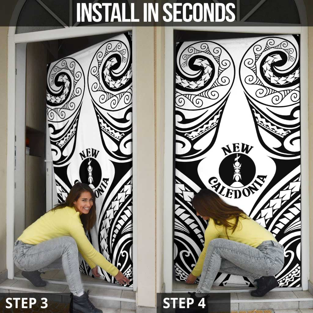 New Caledonia Day Door Cover Polynesian Curves White Color - Polynesian Pride