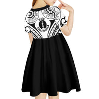 New Caledonia Day Kid Short Sleeve Dress Polynesian Curves White Color - Polynesian Pride