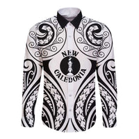 New Caledonia Day Long Sleeve Button Shirt Polynesian Curves White Color - Polynesian Pride