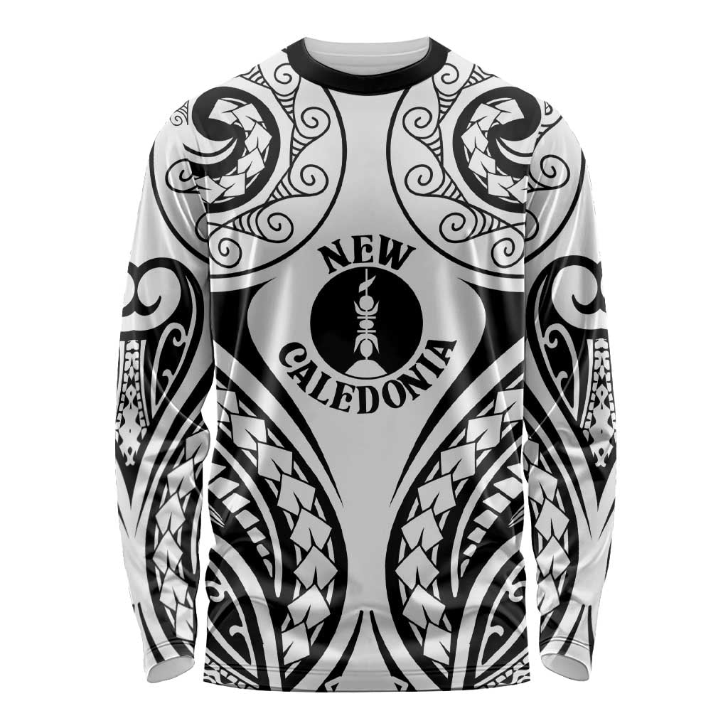 New Caledonia Day Long Sleeve Shirt Polynesian Curves White Color - Polynesian Pride