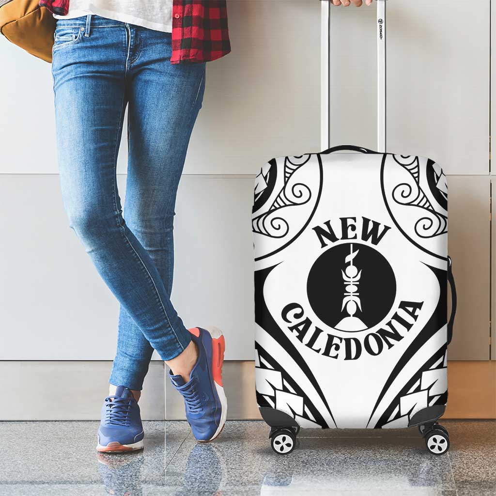 New Caledonia Day Luggage Cover Polynesian Curves White Color - Polynesian Pride