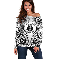 New Caledonia Day Off Shoulder Sweater Polynesian Curves White Color - Polynesian Pride