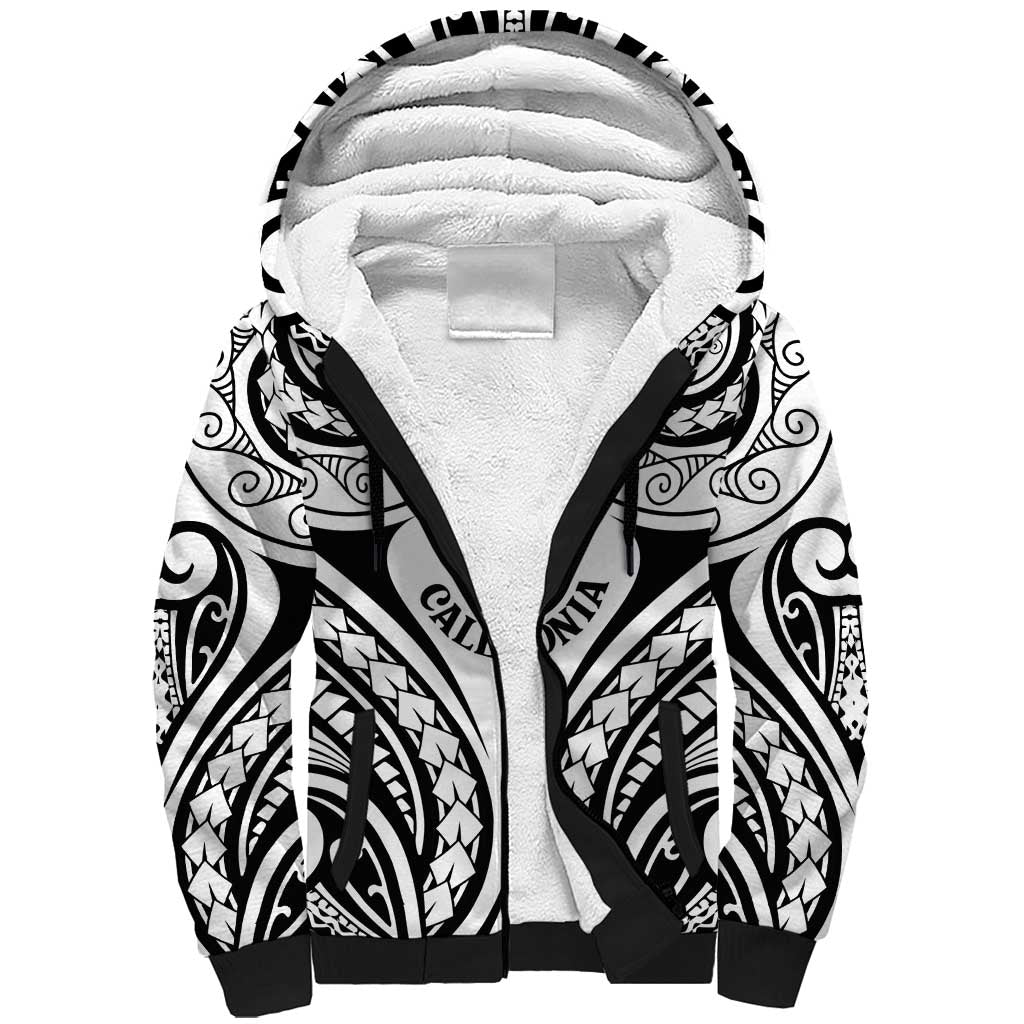 New Caledonia Day Sherpa Hoodie Polynesian Curves White Color - Polynesian Pride