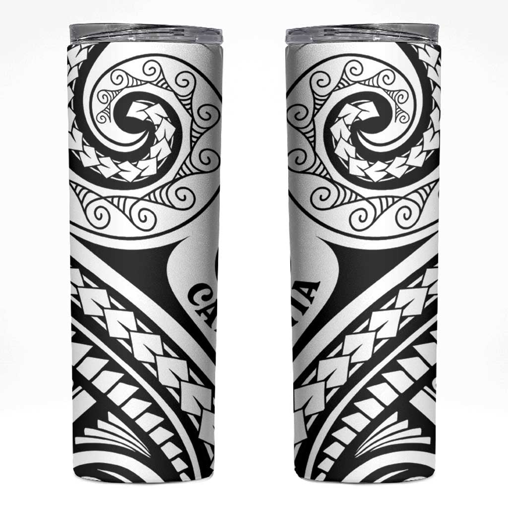 New Caledonia Day Skinny Tumbler Polynesian Curves White Color - Polynesian Pride