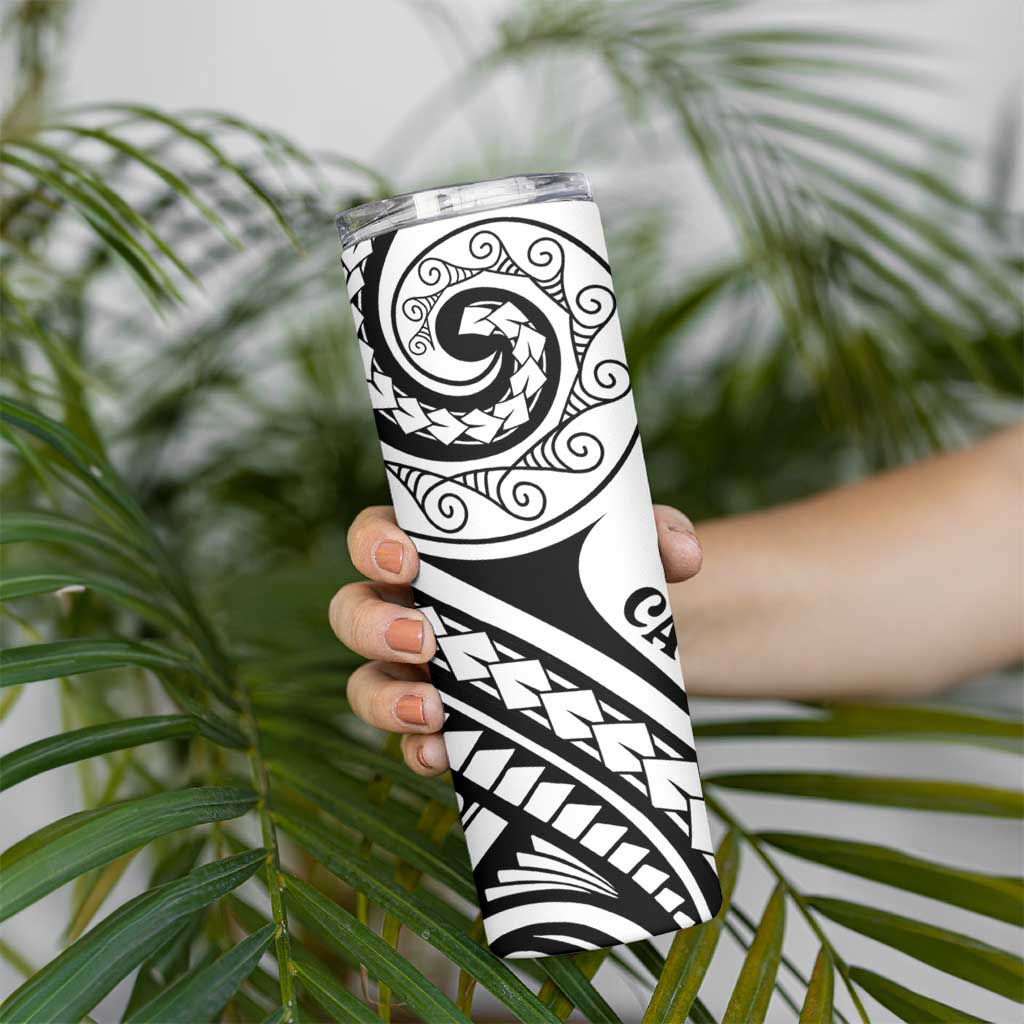 New Caledonia Day Skinny Tumbler Polynesian Curves White Color - Polynesian Pride