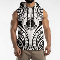 New Caledonia Day Sleeveless Hoodie Polynesian Curves White Color - Polynesian Pride
