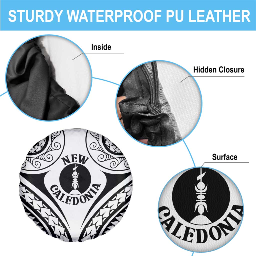 New Caledonia Day Spare Tire Cover Polynesian Curves White Color - Polynesian Pride