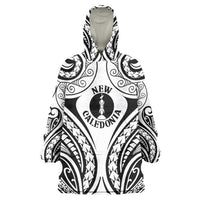 New Caledonia Day Wearable Blanket Hoodie Polynesian Curves White Color - Polynesian Pride