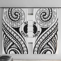 New Caledonia Day Window Curtain Polynesian Curves White Color - Polynesian Pride