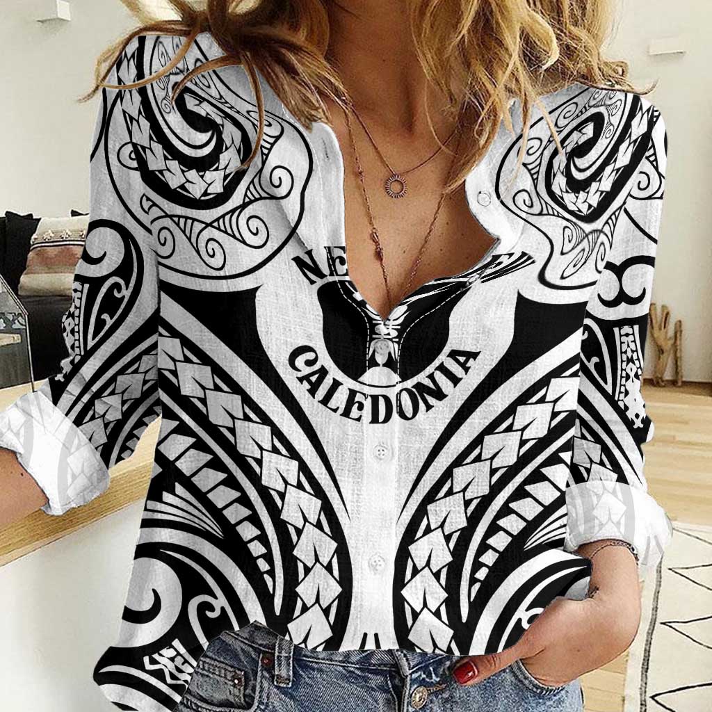 New Caledonia Day Women Casual Shirt Polynesian Curves White Color - Polynesian Pride