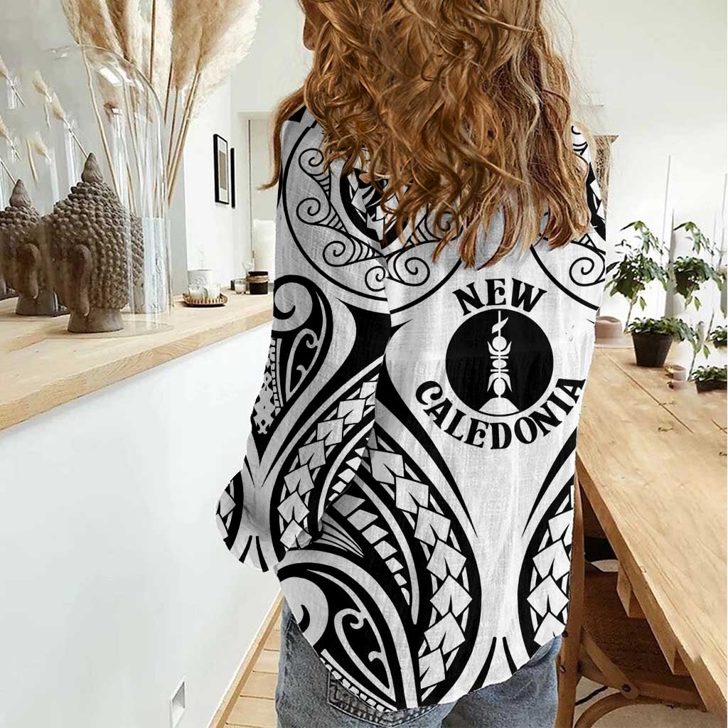 New Caledonia Day Women Casual Shirt Polynesian Curves White Color - Polynesian Pride