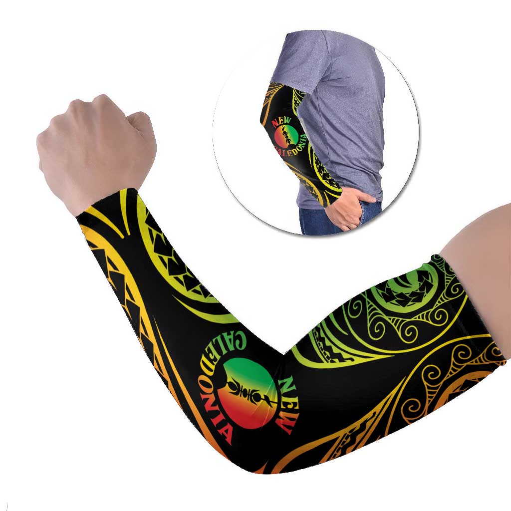 New Caledonia Day Arm Sleeves Polynesian Curves Reggae Color - Polynesian Pride
