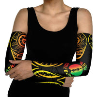 New Caledonia Day Arm Sleeves Polynesian Curves Reggae Color - Polynesian Pride