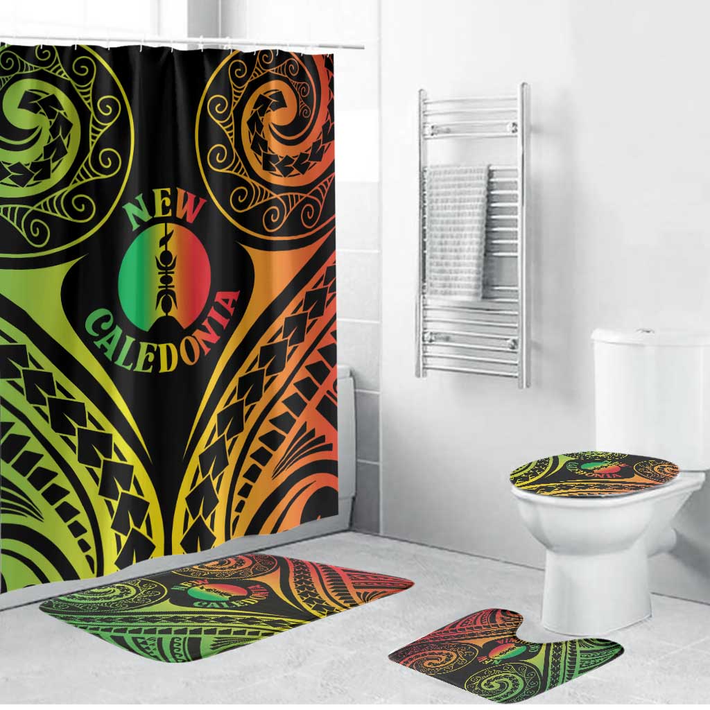 New Caledonia Day Bathroom Set Polynesian Curves Reggae Color - Polynesian Pride