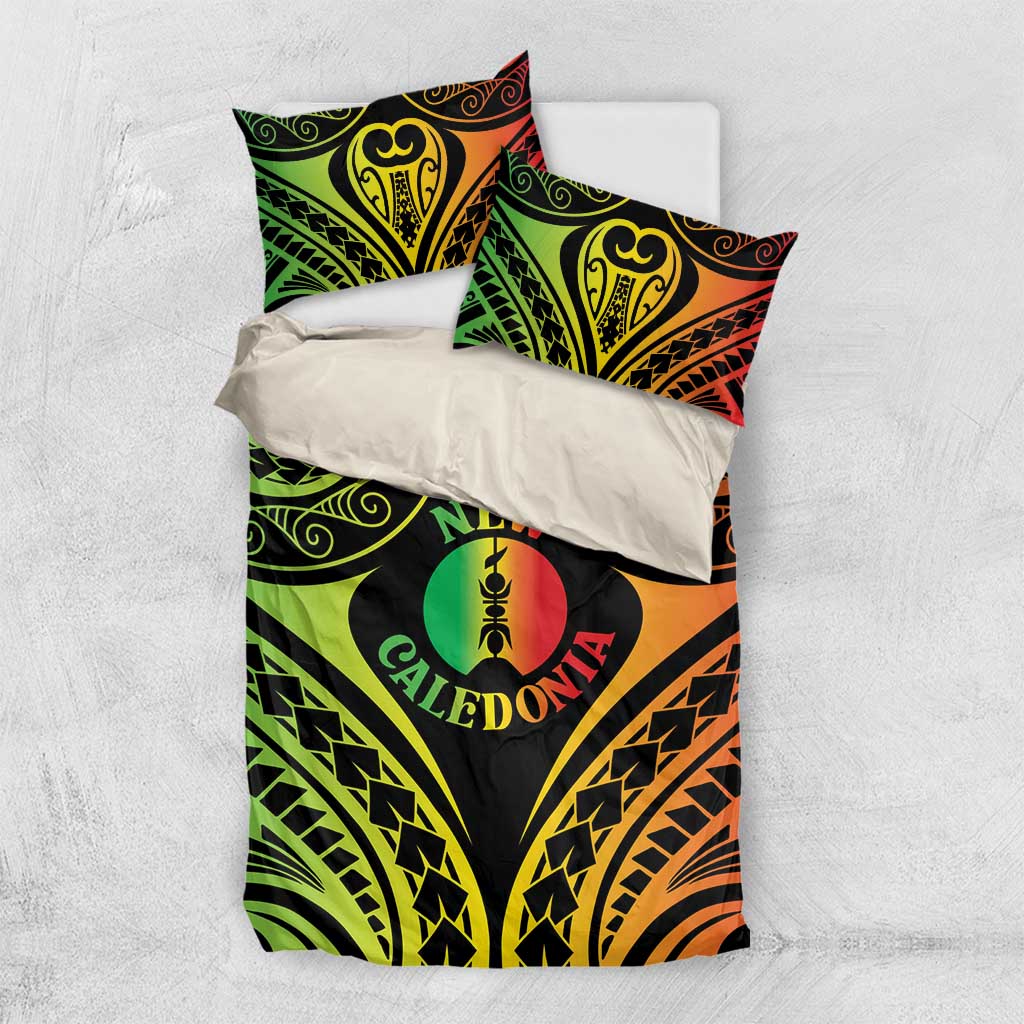 New Caledonia Day Bedding Set Polynesian Curves Reggae Color - Polynesian Pride