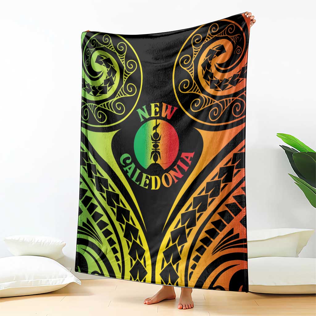 New Caledonia Day Blanket Polynesian Curves Reggae Color - Polynesian Pride