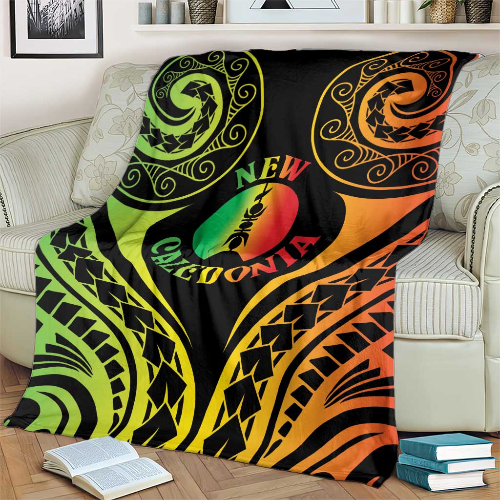 New Caledonia Day Blanket Polynesian Curves Reggae Color - Polynesian Pride