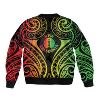 New Caledonia Day Bomber Jacket Polynesian Curves Reggae Color - Polynesian Pride