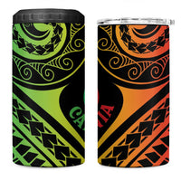New Caledonia Day 4 in 1 Can Cooler Tumbler Polynesian Curves Reggae Color - Polynesian Pride