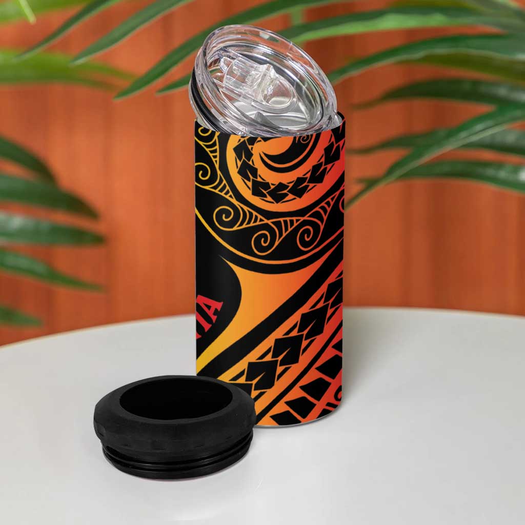 New Caledonia Day 4 in 1 Can Cooler Tumbler Polynesian Curves Reggae Color - Polynesian Pride