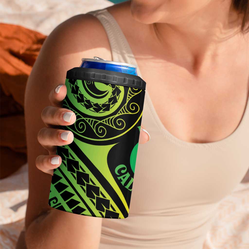 New Caledonia Day 4 in 1 Can Cooler Tumbler Polynesian Curves Reggae Color - Polynesian Pride