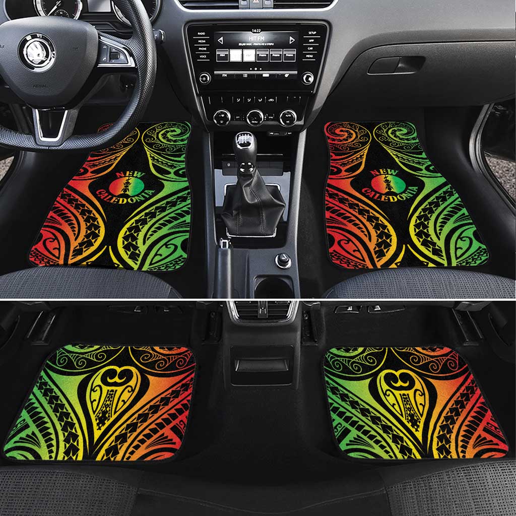 New Caledonia Day Car Mats Polynesian Curves Reggae Color - Polynesian Pride