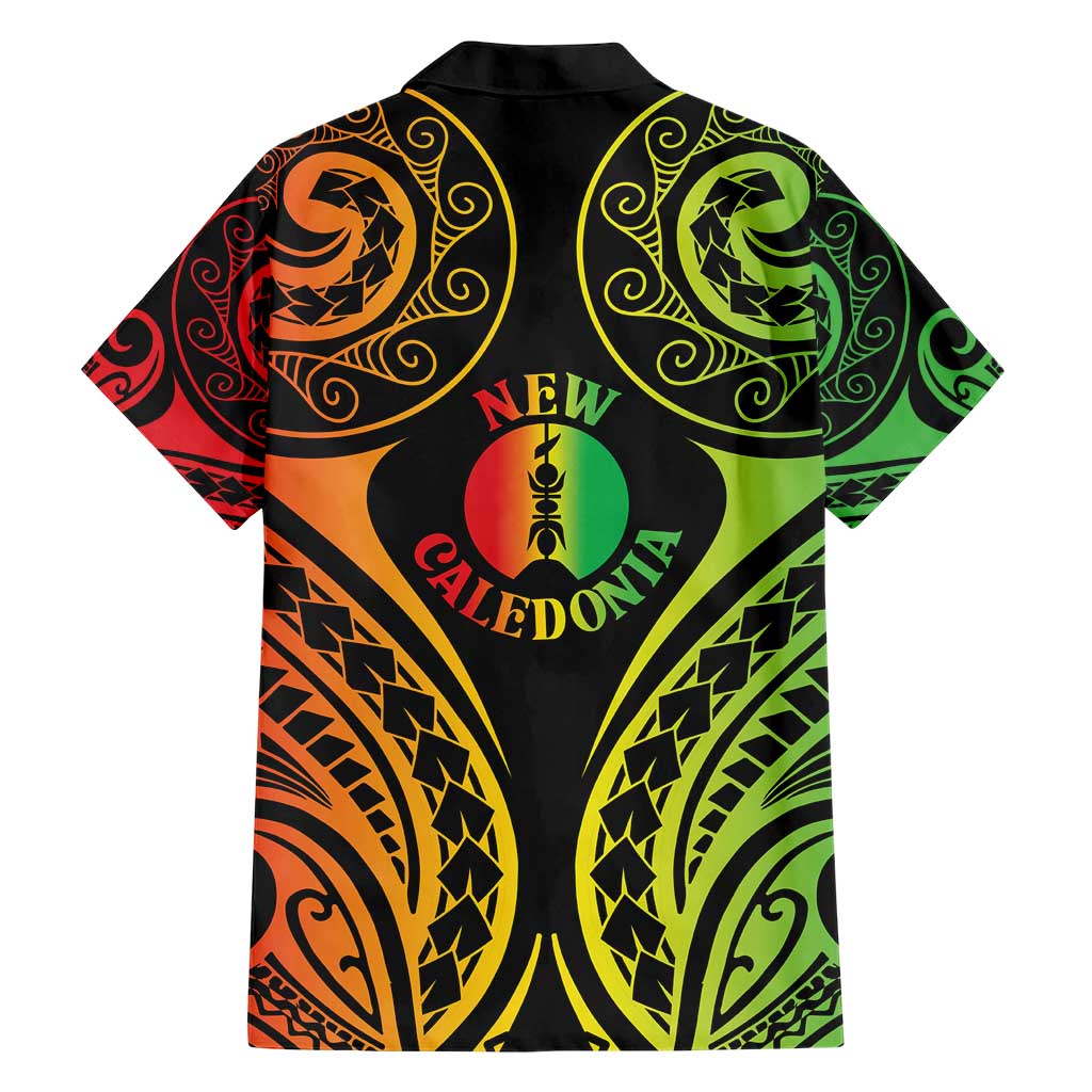 New Caledonia Day Family Matching Short Sleeve Bodycon Dress and Hawaiian Shirt Polynesian Curves Reggae Color - Polynesian Pride