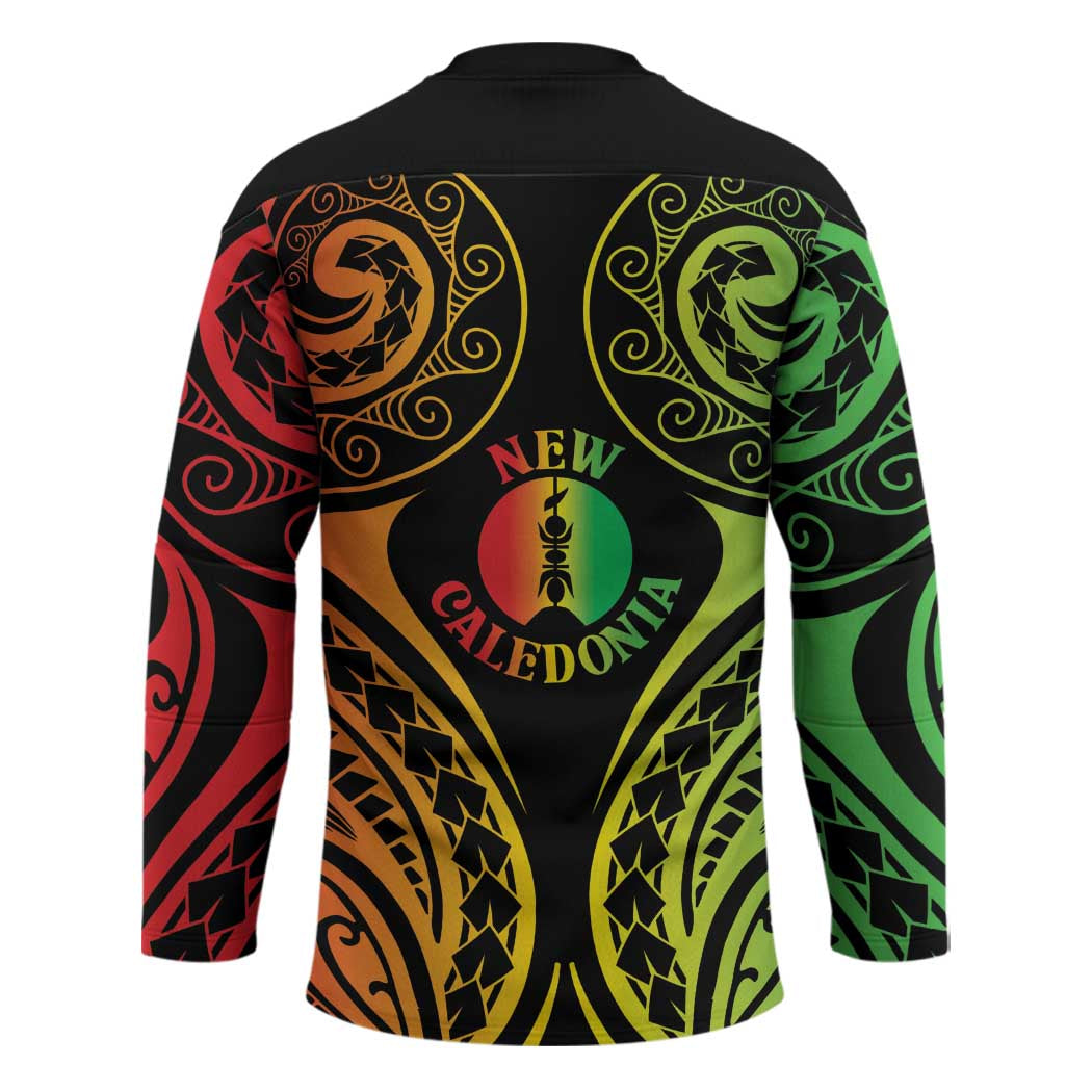 New Caledonia Day Hockey Jersey Polynesian Curves Reggae Color - Polynesian Pride