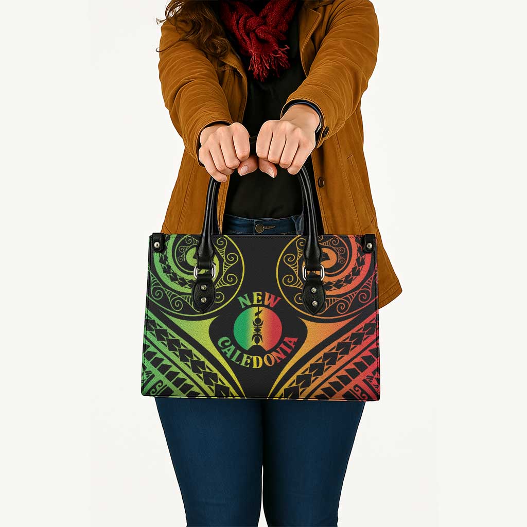 New Caledonia Day Leather Bag Polynesian Curves Reggae Color - Polynesian Pride