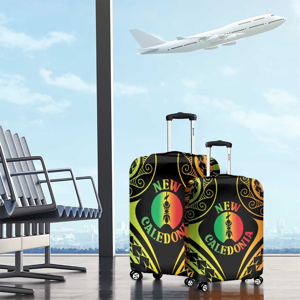 New Caledonia Day Luggage Cover Polynesian Curves Reggae Color - Polynesian Pride