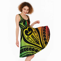 New Caledonia Day Midi Dress Polynesian Curves Reggae Color - Polynesian Pride