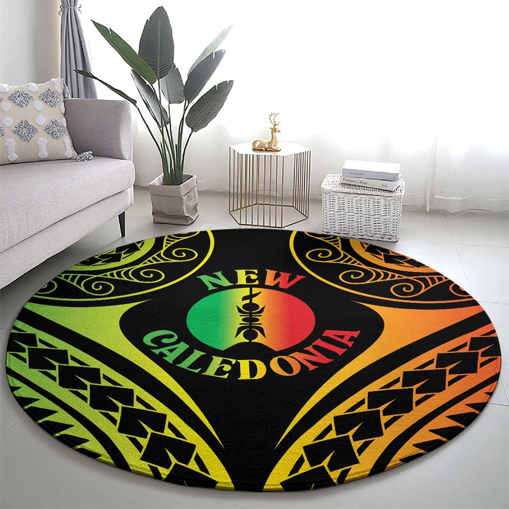 New Caledonia Day Round Carpet Polynesian Curves Reggae Color - Polynesian Pride