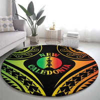 New Caledonia Day Round Carpet Polynesian Curves Reggae Color - Polynesian Pride