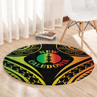 New Caledonia Day Round Carpet Polynesian Curves Reggae Color - Polynesian Pride