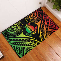 New Caledonia Day Rubber Doormat Polynesian Curves Reggae Color - Polynesian Pride
