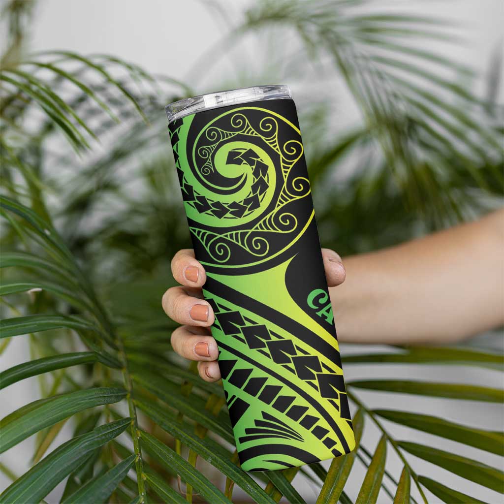 New Caledonia Day Skinny Tumbler Polynesian Curves Reggae Color - Polynesian Pride