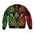 New Caledonia Day Sleeve Zip Bomber Jacket Polynesian Curves Reggae Color - Polynesian Pride