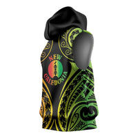 New Caledonia Day Sleeveless Hoodie Polynesian Curves Reggae Color - Polynesian Pride