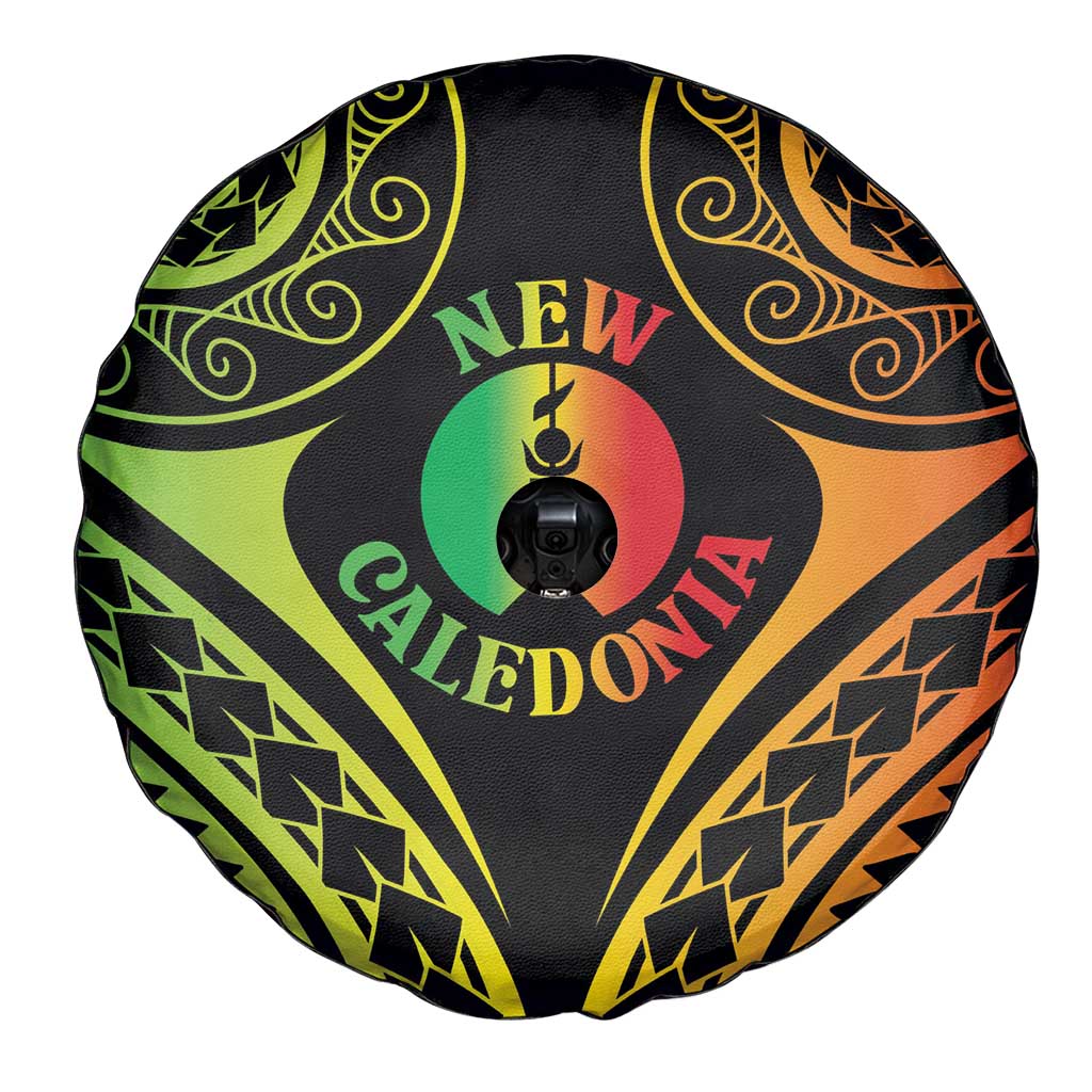 New Caledonia Day Spare Tire Cover Polynesian Curves Reggae Color - Polynesian Pride