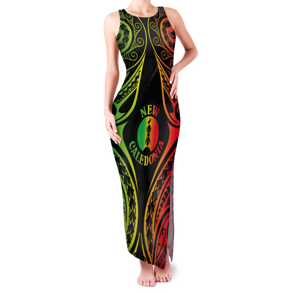 New Caledonia Day Tank Maxi Dress Polynesian Curves Reggae Color - Polynesian Pride