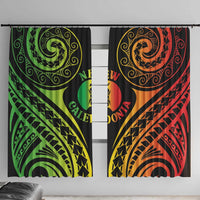 New Caledonia Day Window Curtain Polynesian Curves Reggae Color - Polynesian Pride